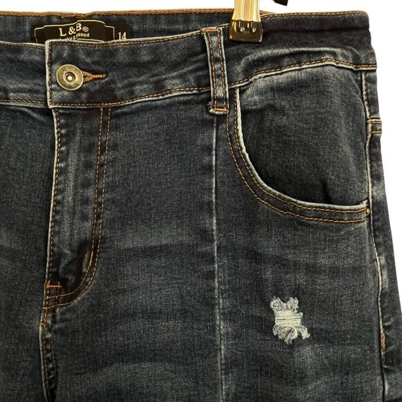 Lucky & Blessed Women 14 Flare Jean Wide Leg Patchwork Denim Western Distressed - Picture 6 of 14